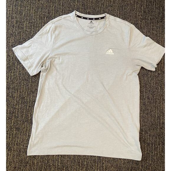 Adidas Men T-Shirt large L Gray Prime Green Aero Ready Logo Graphic - Picture 1 of 7
